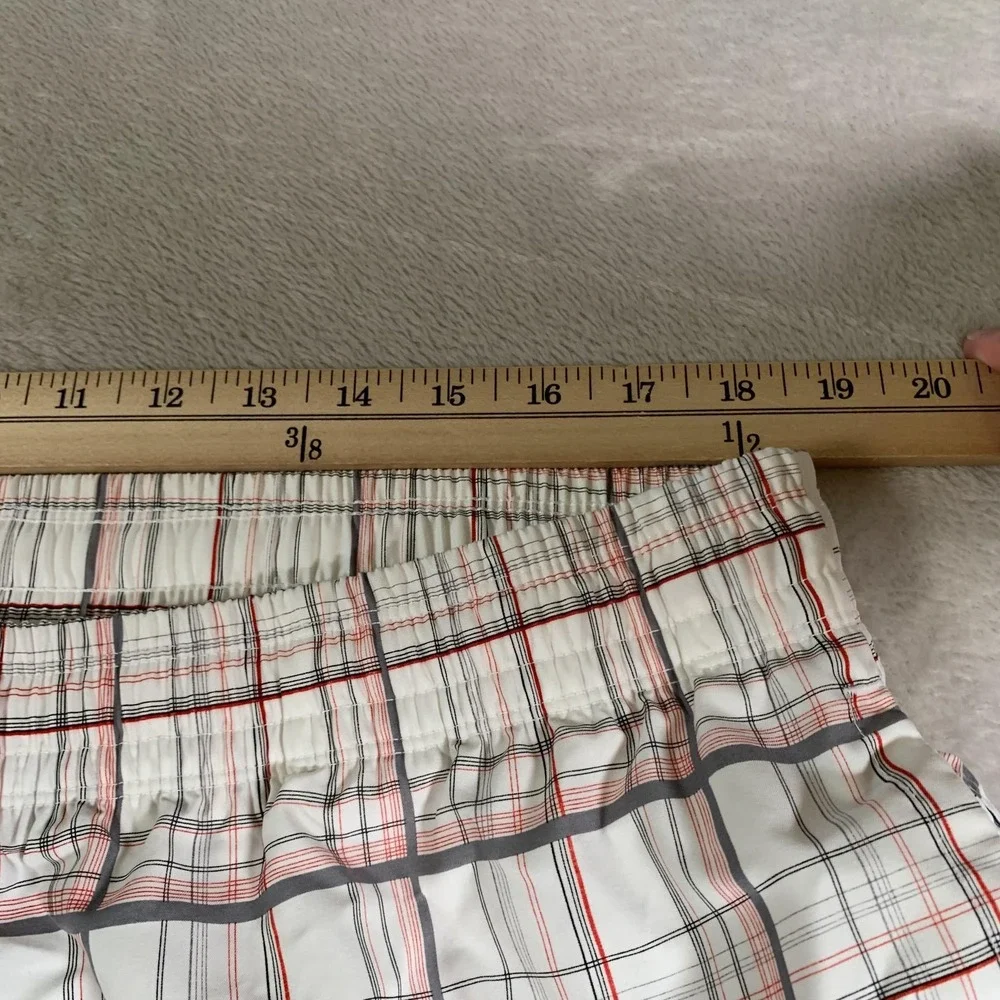 Nike Shorts Mens XL White Red Plaid Swim Trunks Mesh Lined Drawstring 397143-100